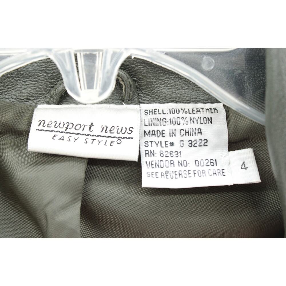 NEW  Newport News Soft Leather 2 Piece Pant Suit Womens Sz 4 Gray Green Biker - Picture 4 of 16